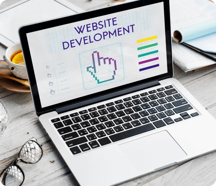 web development banner with loptop